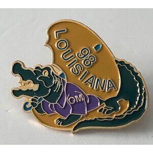 Vintage Odyssey Of The Mind Gator Alligator 1998 Louisiana OM Enamel Lapel Pin